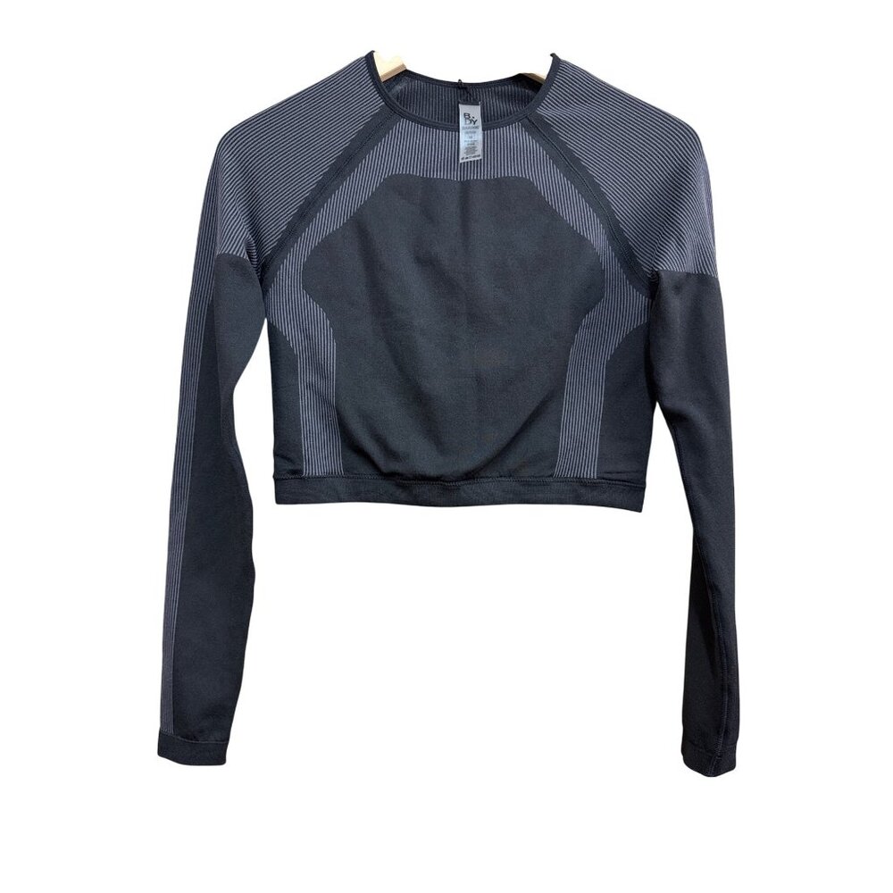 B.DY Garage Black & Gray Long Sleeve Cropped Top Size M